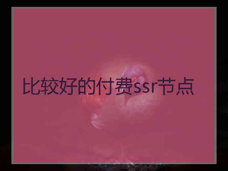 比较好的付费ssr节点