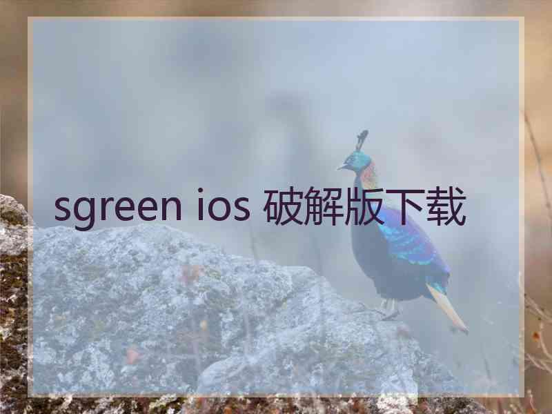 sgreen ios 破解版下载