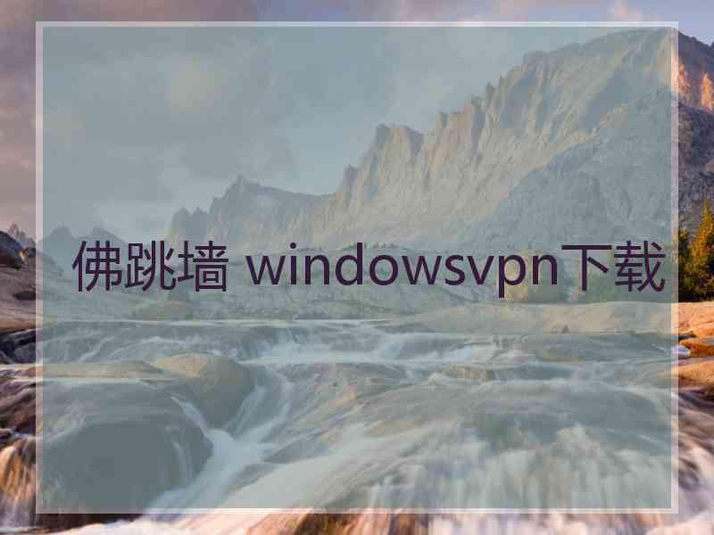 佛跳墙 windowsvpn下载